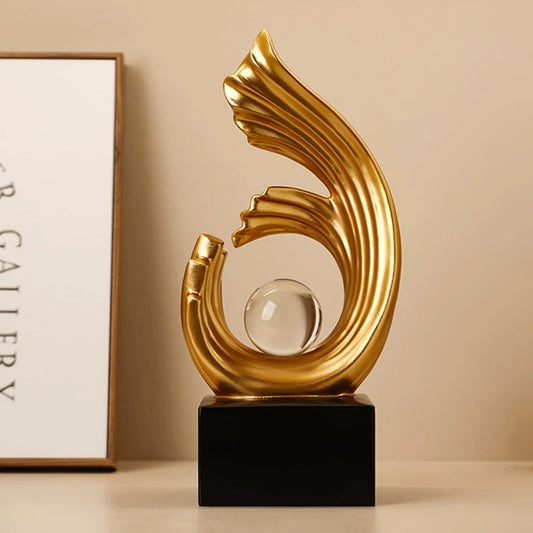 Luxurious Golden Abstract Sculpture