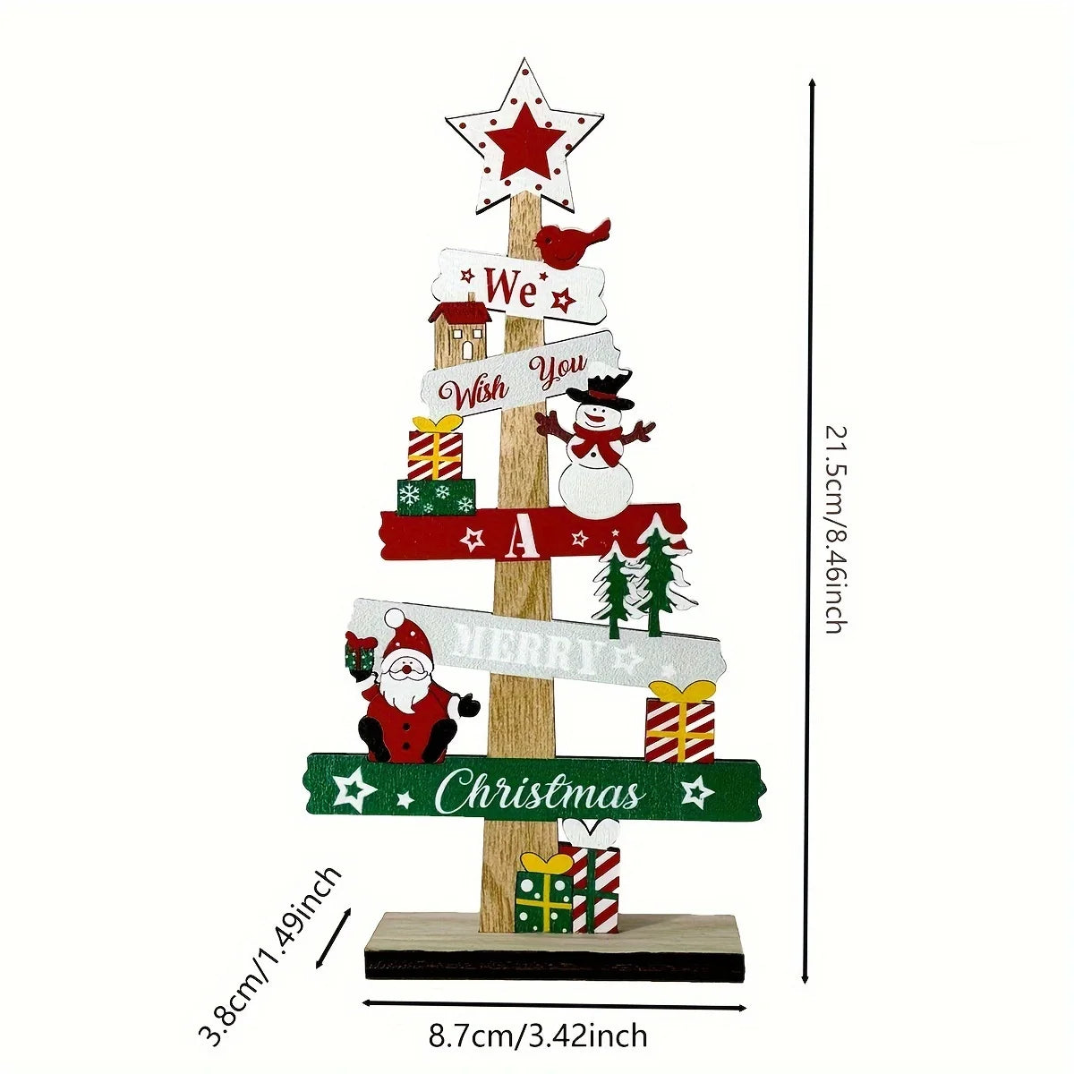 Cheerful Wooden Christmas Tabletop Tree