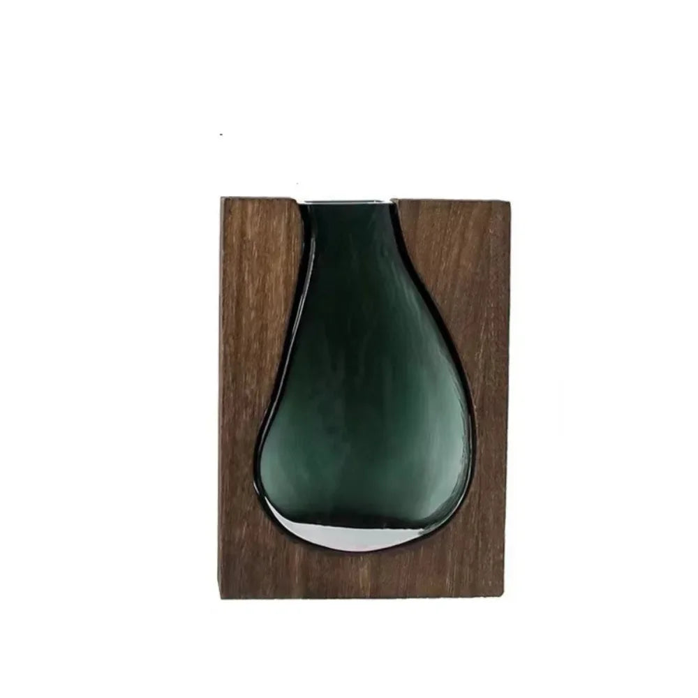 Wooden and Glass Flower Arrangement Vase