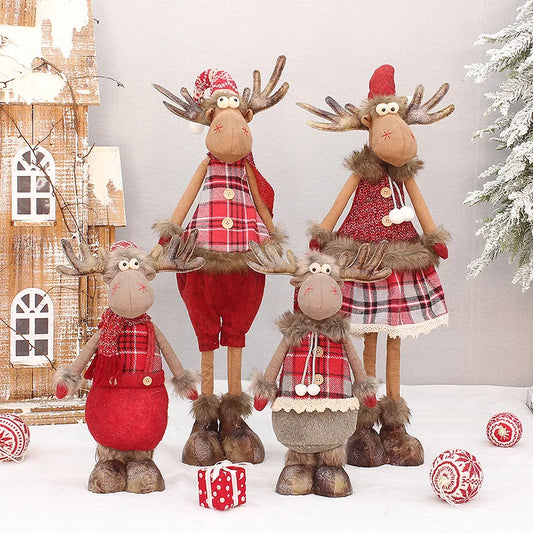 Red Plaid Christmas Elk Plushie Collection