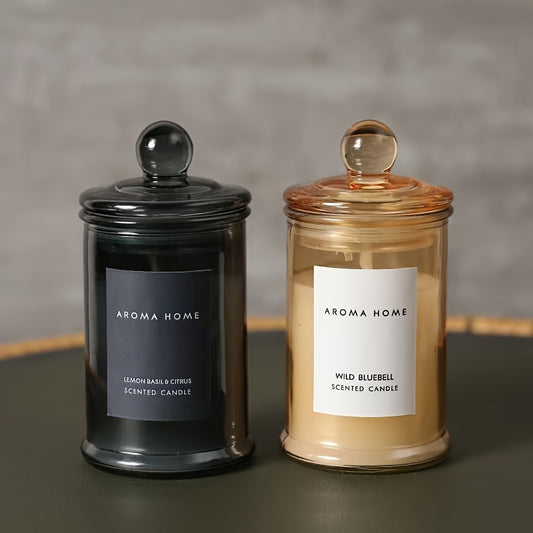 Cylindrical "AROMA HOME" Scented Candle Jars