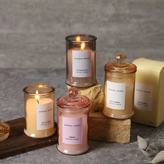Cylindrical "AROMA HOME" Scented Candle Jars